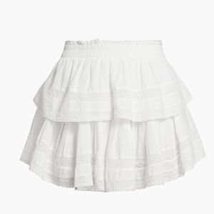 LoveShackFancy Ruffled Mini-Skirt Antique White - Size P/XS